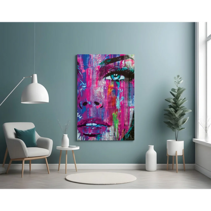 Stunning Abstract Portrait Glass Wall Art in Bold Colors | Contemporary Home Wall Art | vintageantiquesgifts.com