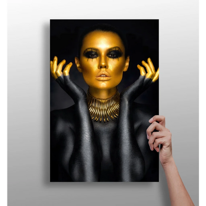 Golden Goddess Insigne Aluminum Print with Dramatic Black Accents | Insigneart USA | vintageantiquesgifts.com