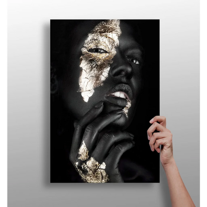Stunning Black Gold Face Portrait Insigne Aluminum Prints | Insigneart USA | vintageantiquesgifts.com