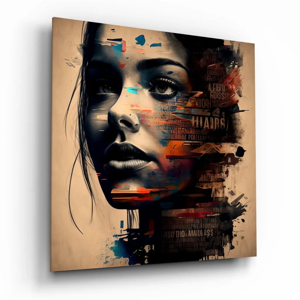 Stunning Abstract Portrait Tempered Glass Art with Bold Colors | Insigneart USA | vintageantiquesgifts.com