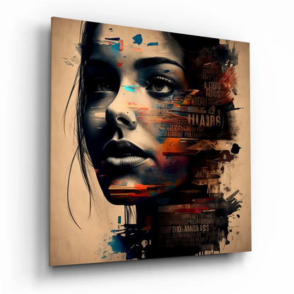 Stunning Abstract Portrait Tempered Glass Art with Bold Colors | Insigneart USA | vintageantiquesgifts.com