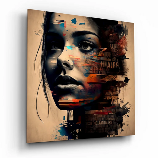 Stunning Abstract Portrait Tempered Glass Art with Bold Colors | Insigneart USA | vintageantiquesgifts.com
