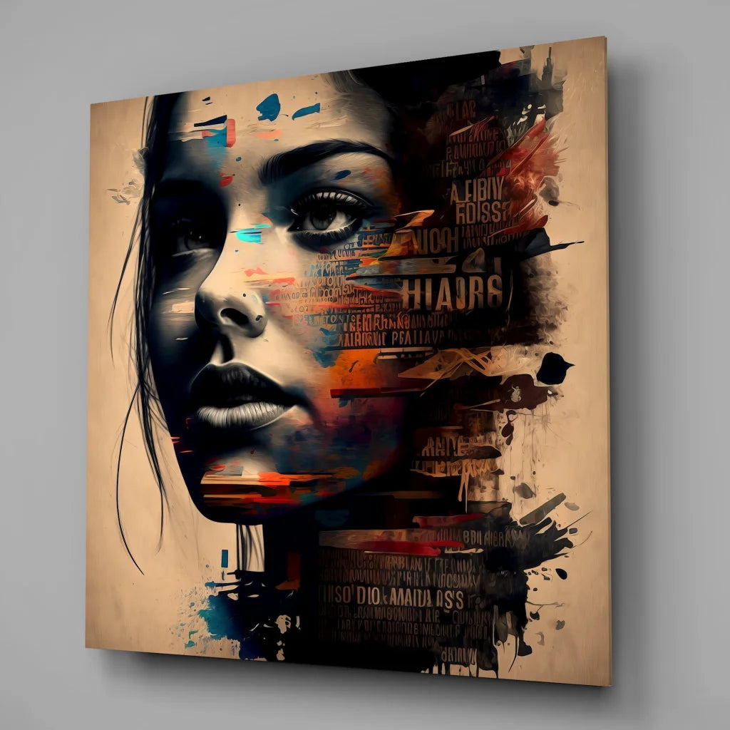 Stunning Abstract Portrait Tempered Glass Art with Bold Colors | Glass Wall Art Print | vintageantiquesgifts.com