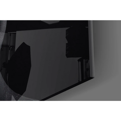 Black octagonal softbox on glowing neon beauty tempered glass art