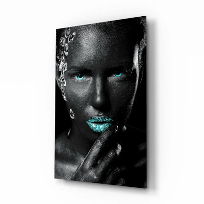 Turquoise Gaze Tempered Glass Art with Silver Accents | Insigneart USA | vintageantiquesgifts.com
