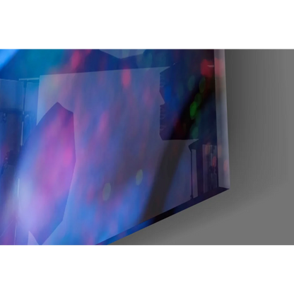 Vibrant abstract neon glow portrait wall art canvas with floral accent in blue and purple swirls
