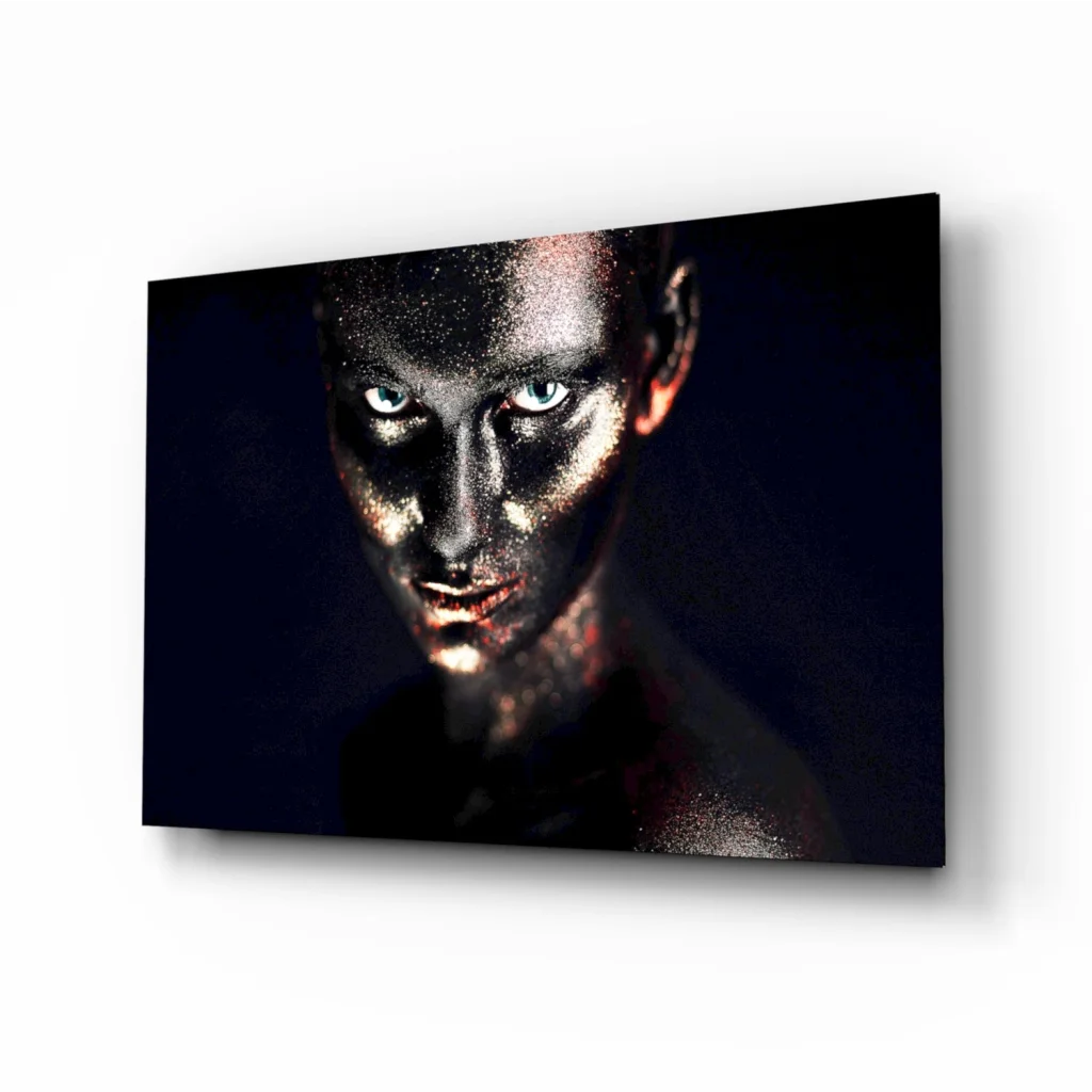 Glittery Blue Eyes Tempered Glass Art Print | Insigneart USA | vintageantiquesgifts.com