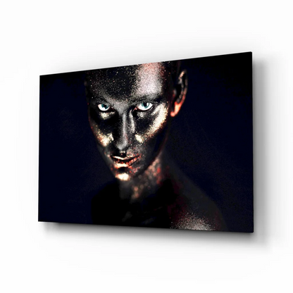 Glittery Blue Eyes Tempered Glass Art Print | Insigneart USA | vintageantiquesgifts.com