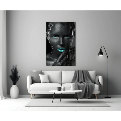 Turquoise Gaze Tempered Glass Art with Silver Accents | Modern Wall Art Decor | vintageantiquesgifts.com