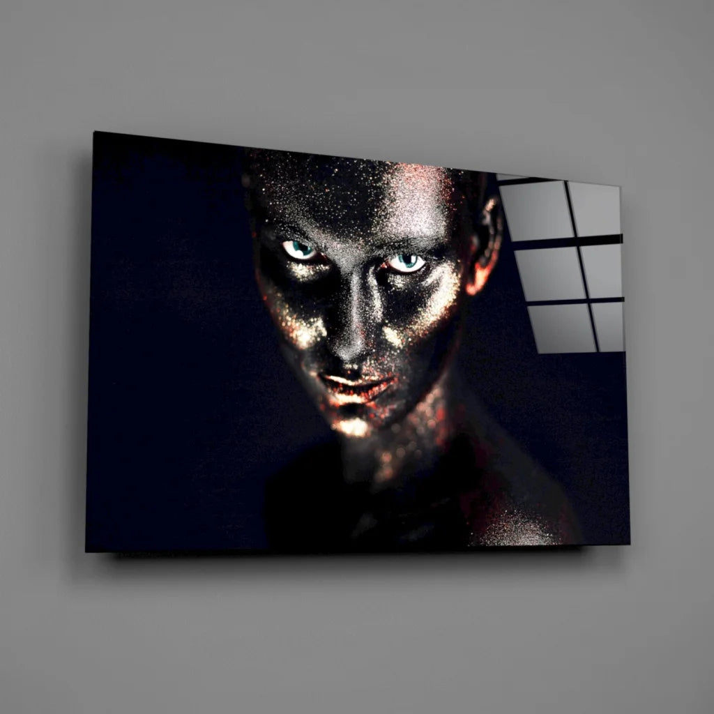 Glittery Blue Eyes Tempered Glass Art Print | Glass Wall Art Print | vintageantiquesgifts.com