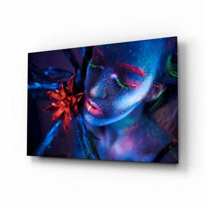 Neon Glow Portrait Wall Art Canvas With Floral Accent | Insigneart USA | vintageantiquesgifts.com