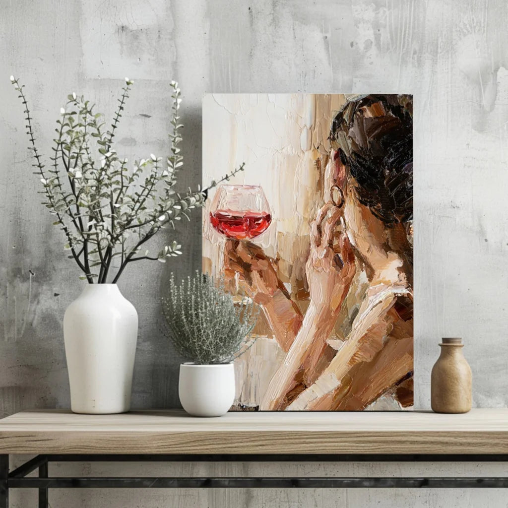Insigne Aluminum Print Wine Woman Impressionist Canvas Art | Glass Wall Art Print | vintageantiquesgifts.com