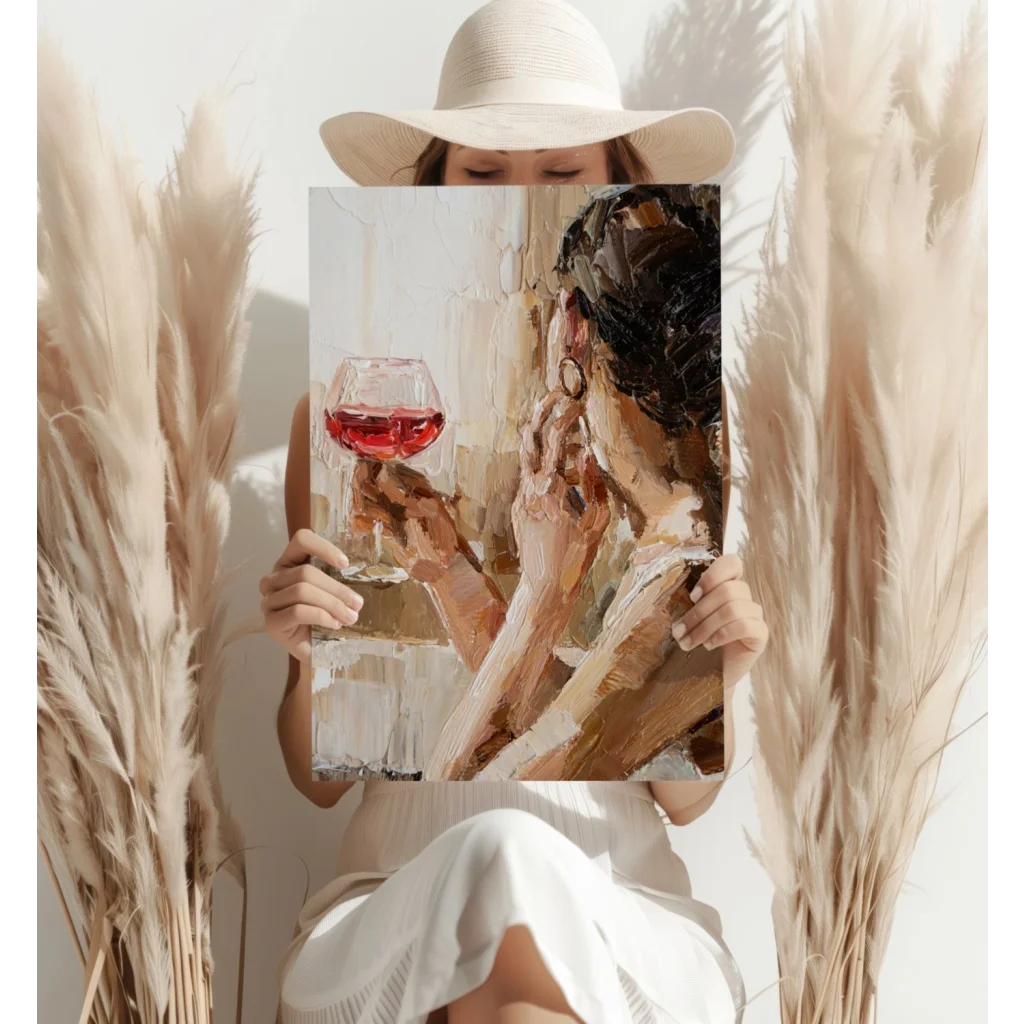 Insigne Aluminum Print Wine Woman Impressionist Canvas Art | Contemporary Home Wall Art | vintageantiquesgifts.com