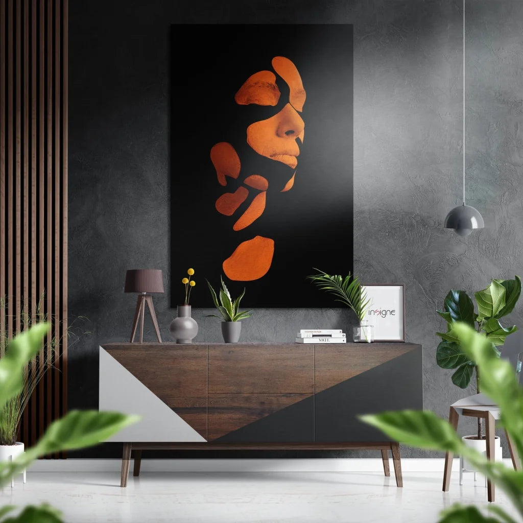 Stunning Orange Abstract Art on Brushed Aluminium Dibond | Insigneart USA | vintageantiquesgifts.com
