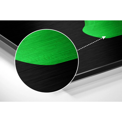Sleek black and green brushed aluminium dibond art print