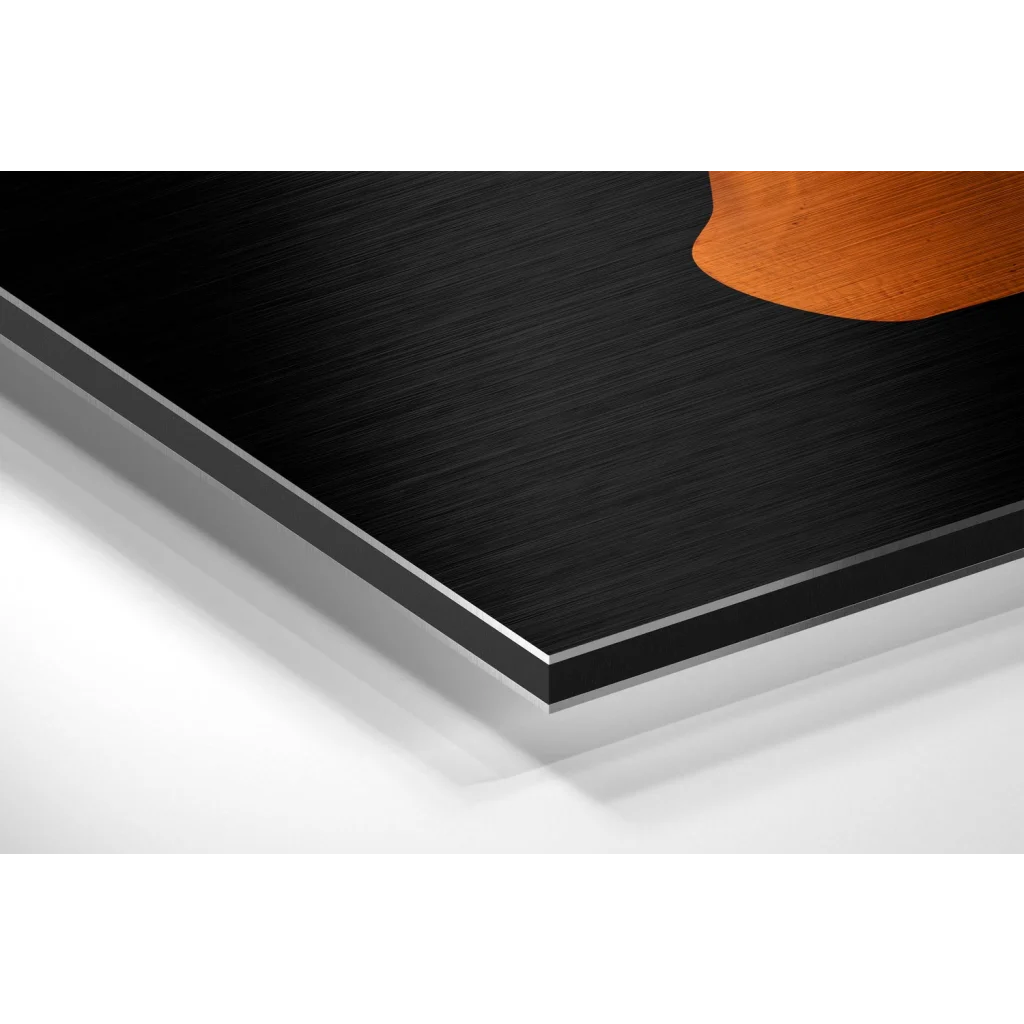 Stunning orange abstract art print on brushed aluminium dibond
