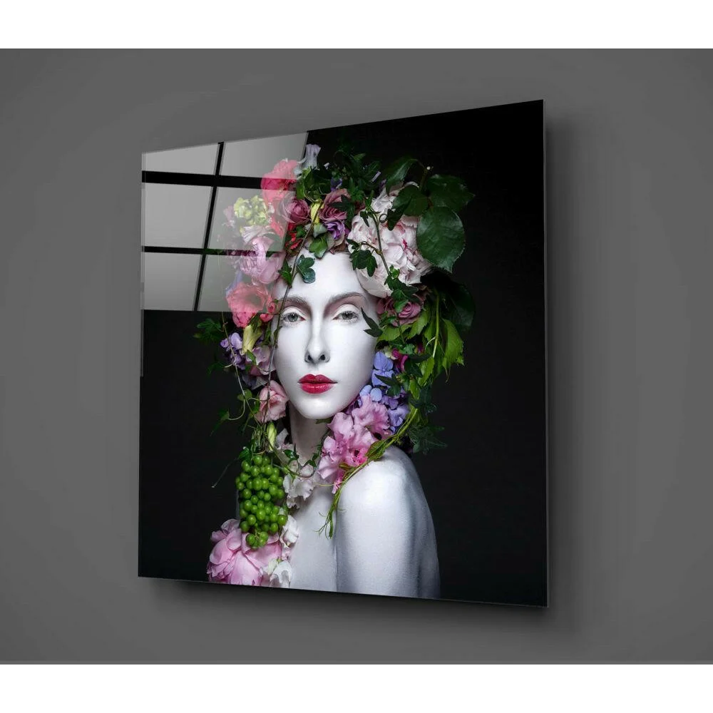 Floral Crown Beauty Glass Wall Art Print | Glass Wall Art Print | vintageantiquesgifts.com