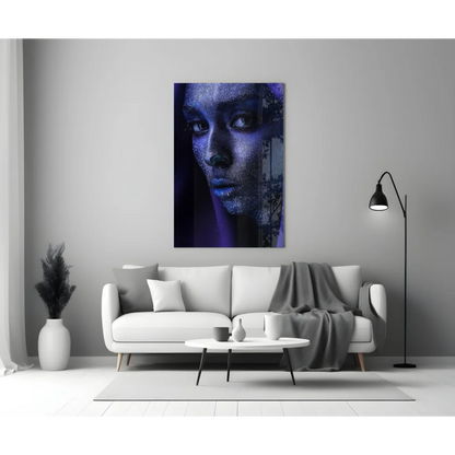 Glittery Blue Purple Portrait Wall Art Canvas Print | Modern Wall Art Decor | vintageantiquesgifts.com