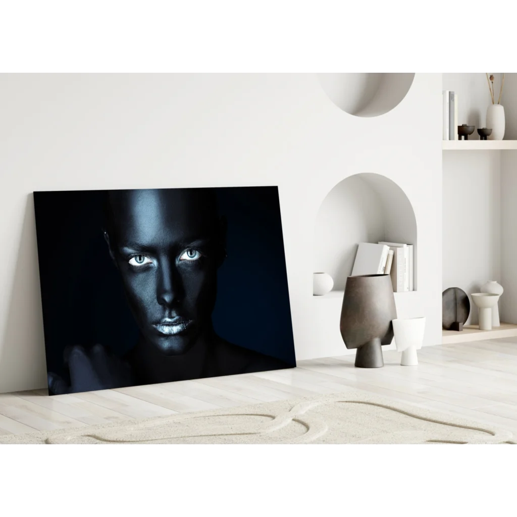 Glowing Eyes Metallic Lips Canvas Wall Art Print | Modern Wall Art Decor | vintageantiquesgifts.com