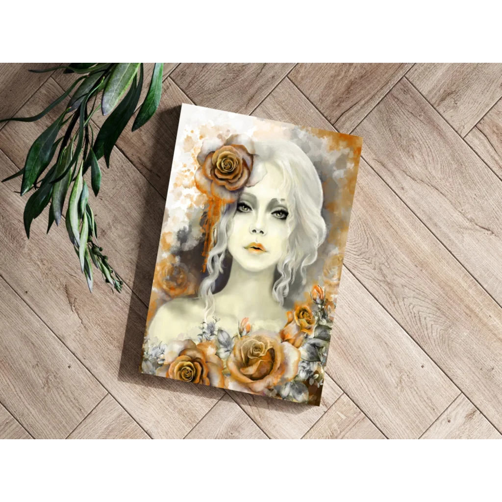 Golden Rose Portrait Insigne Aluminum Prints | Modern Wall Art Decor | vintageantiquesgifts.com