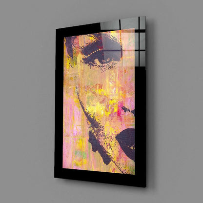 Bold Abstract Glass Wall Art in Pink Yellow and Purple | Glass Wall Art Print | vintageantiquesgifts.com