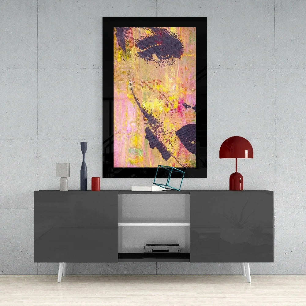 Bold Abstract Glass Wall Art in Pink Yellow and Purple | Contemporary Home Wall Art | vintageantiquesgifts.com