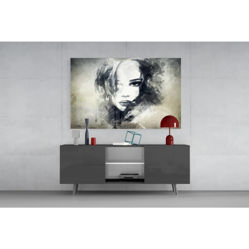 Expressive Eyes monochrome wall art portrait of grayscale woman face