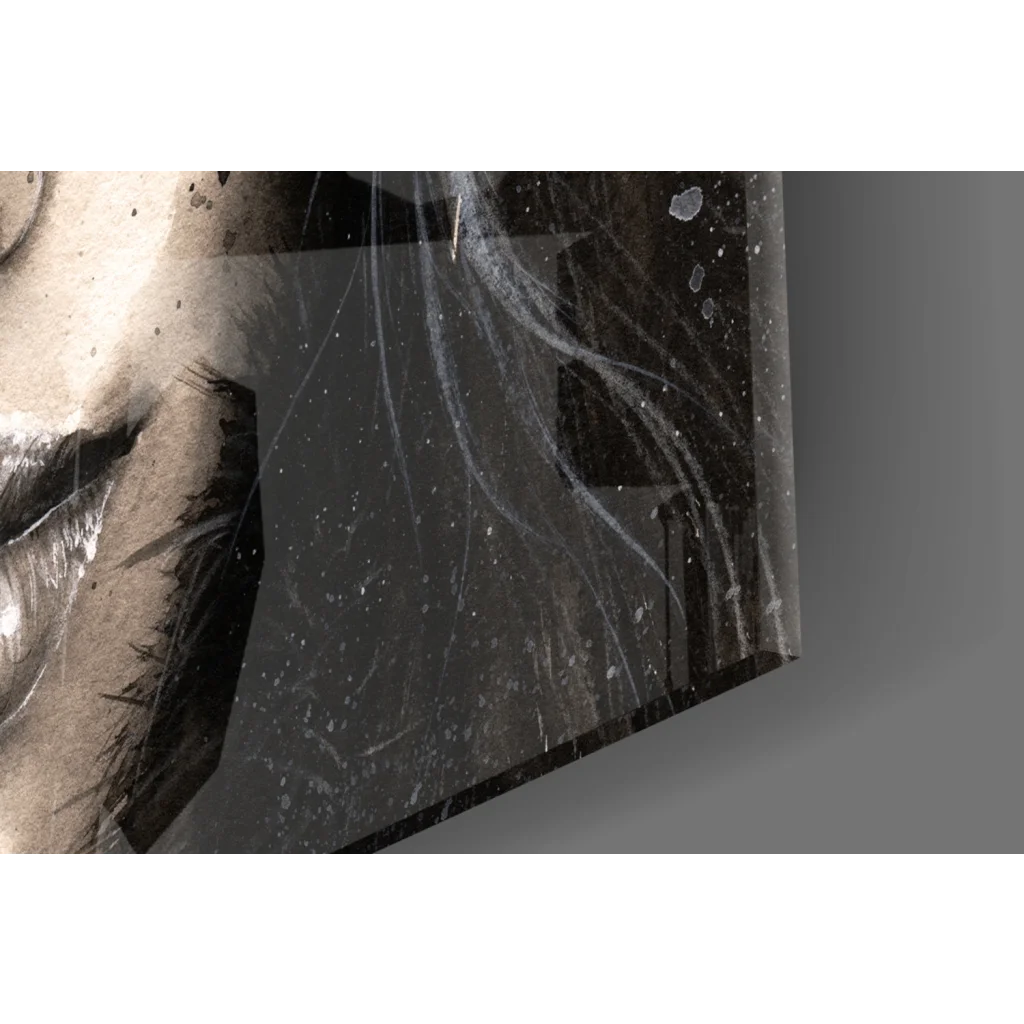 Feathered Beauty abstract portrait wall art canvas with black gray texture