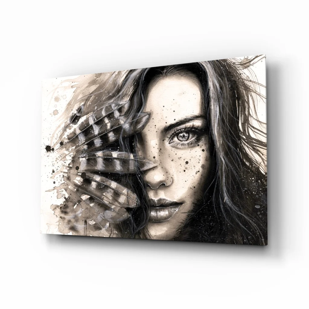 Feathered Beauty Abstract Portrait Wall Art Canvas | Insigneart USA | vintageantiquesgifts.com