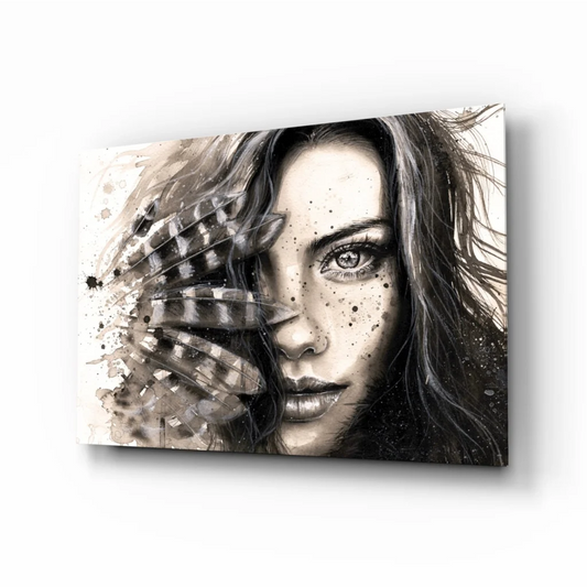 Feathered Beauty Abstract Portrait Wall Art Canvas | Insigneart USA | vintageantiquesgifts.com