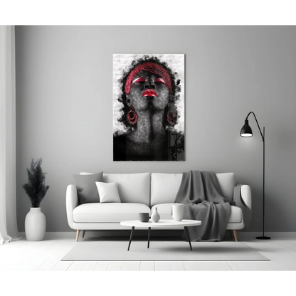 Bold Red Lips Black and White Canvas Wall Art Portrait | Modern Wall Art Decor | vintageantiquesgifts.com