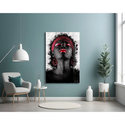 Bold Red Lips Black and White Canvas Wall Art Portrait | Contemporary Home Wall Art | vintageantiquesgifts.com