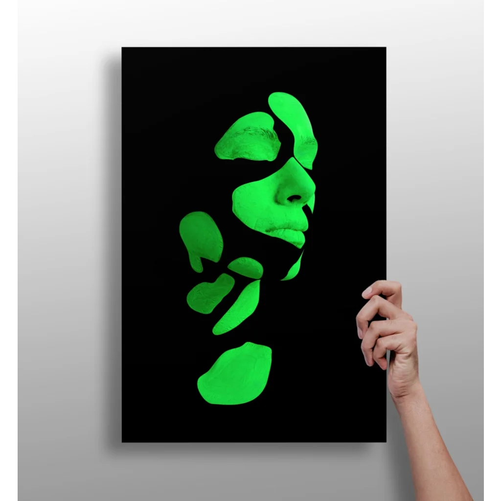 Glowing Green Face Insigne Aluminum Prints | Insigneart USA | vintageantiquesgifts.com