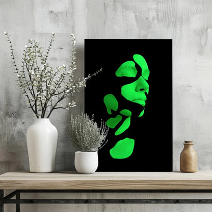 Glowing Green Face Insigne Aluminum Prints | Glass Wall Art Print | vintageantiquesgifts.com