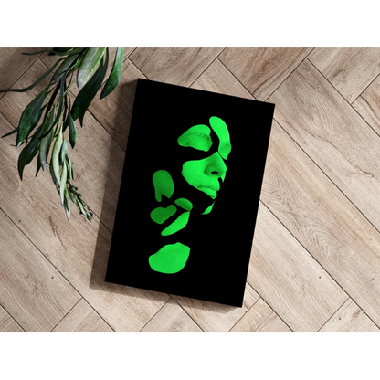 Glowing Green Face Insigne Aluminum Prints | Modern Wall Art Decor | vintageantiquesgifts.com