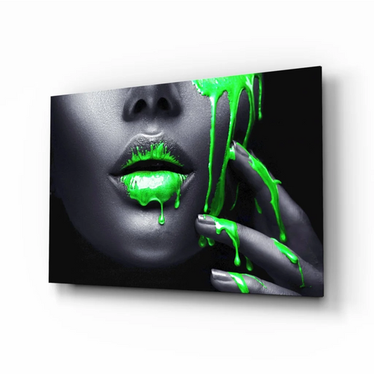 Neon Green Paint Drip Canvas Wall Art Black and White | Insigneart USA | vintageantiquesgifts.com