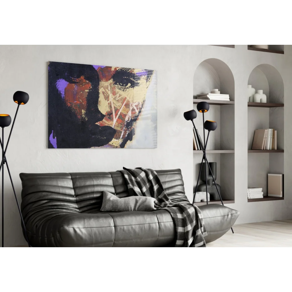 Bold Abstract Portrait Canvas Wall Art With Geometric Eye Design | Contemporary Home Wall Art | vintageantiquesgifts.com