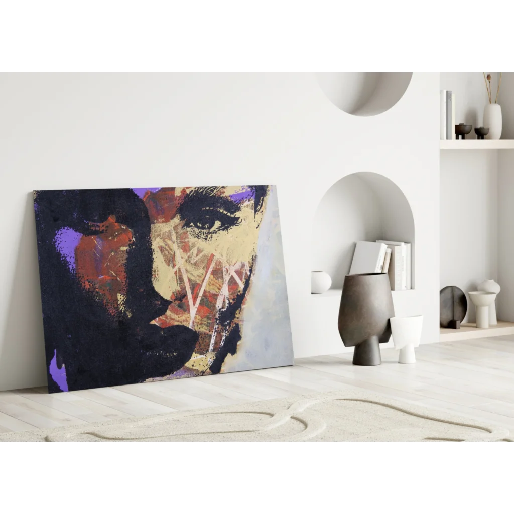 Bold Abstract Portrait Canvas Wall Art With Geometric Eye Design | Modern Wall Art Decor | vintageantiquesgifts.com