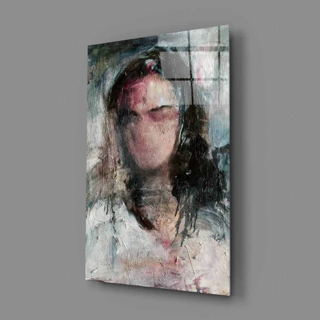 Abstract woman portrait wall art with textured brushstrokes in muted tones
