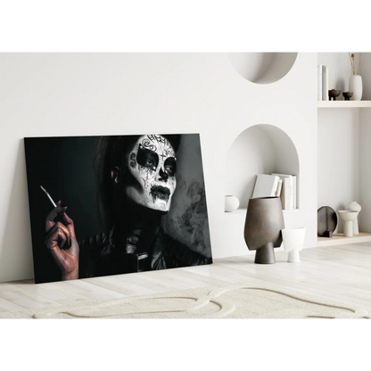 Sugar Skull Beauty Canvas Wall Art Print Black and White | Modern Wall Art Decor | vintageantiquesgifts.com