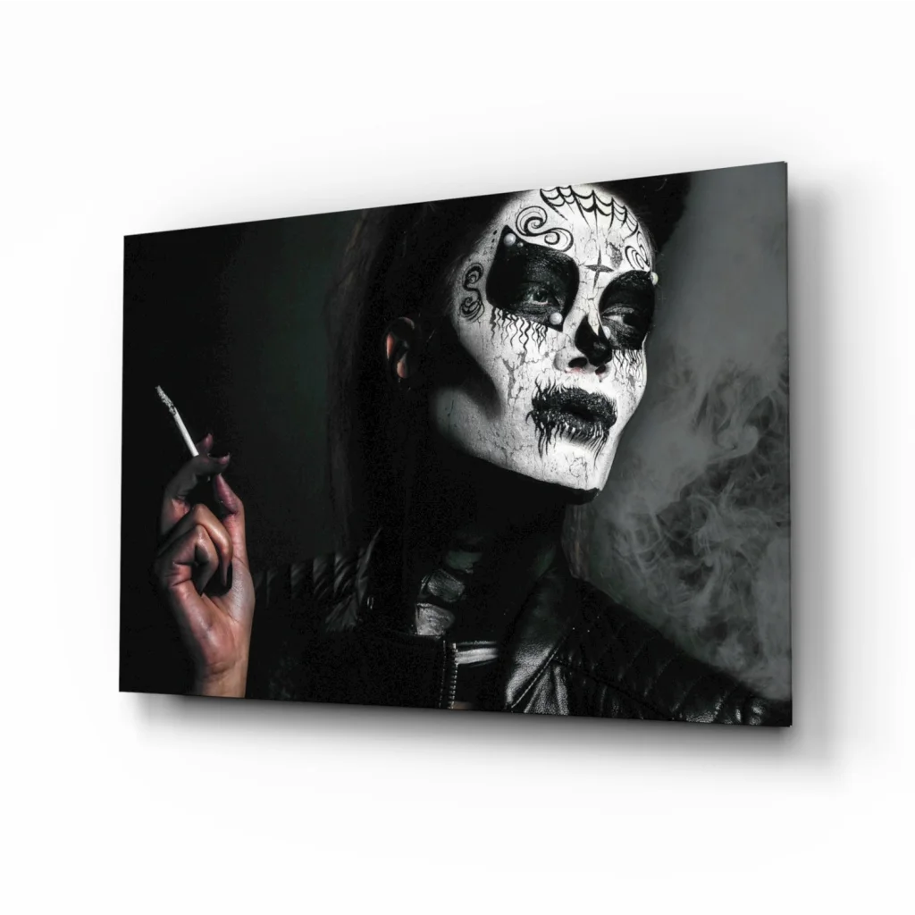 Sugar Skull Beauty Canvas Wall Art Print Black and White | Insigneart USA | vintageantiquesgifts.com