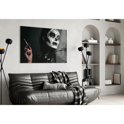 Sugar Skull Beauty Canvas Wall Art Print Black and White | Contemporary Home Wall Art | vintageantiquesgifts.com