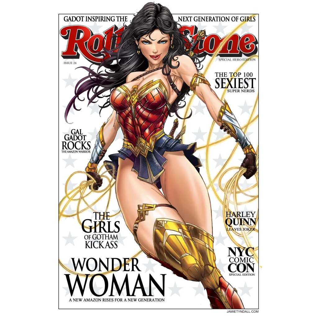 Wonder Woman Rolling Stone cover in brushed aluminum print