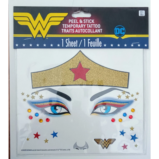 Wonder Woman temporary tattoos sticker sheet