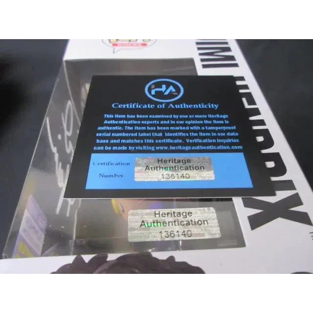 Certificate of authenticity for Wood Harris Signed Jimi Hendrix Funko Pop with Heritage COA