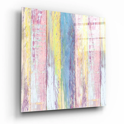 Pastel Stripes Glass Wall Art with Distressed Wood Texture | Insigneart USA | vintageantiquesgifts.com