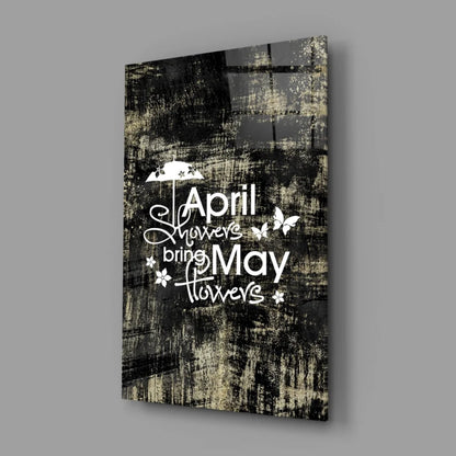 Black and white wall art canvas print of April showers bring May flowers with butterflies