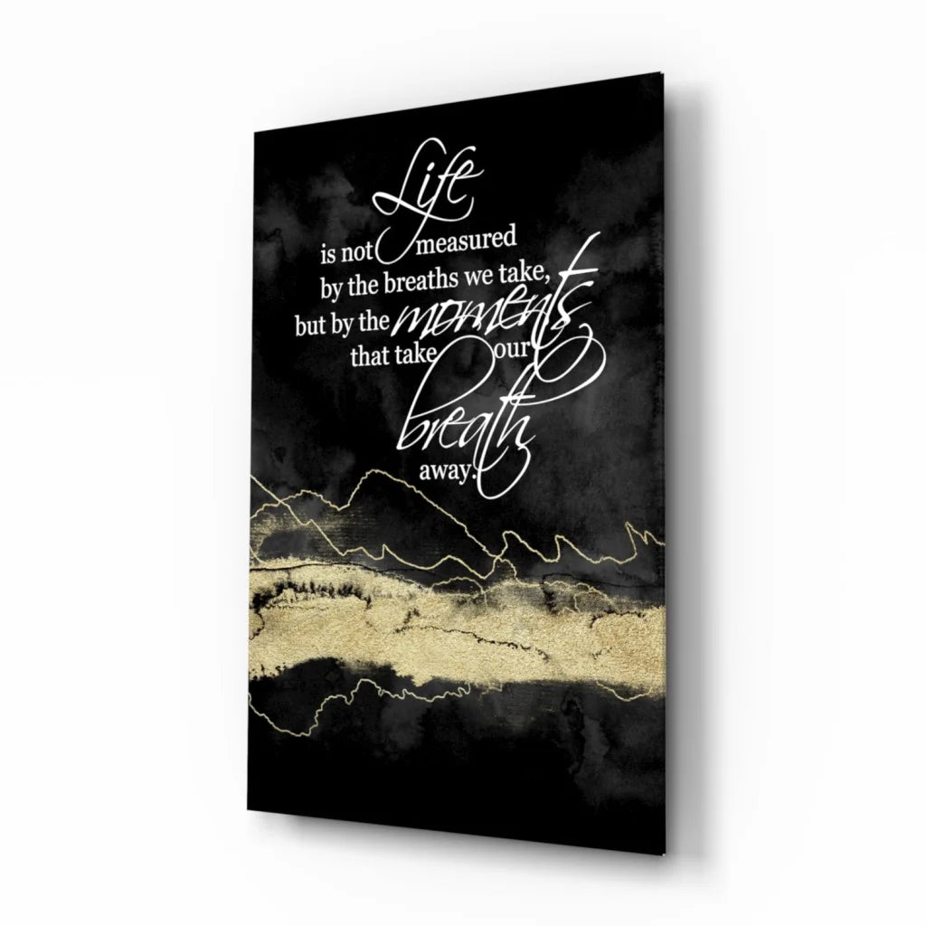 Black gold canvas wall art with breathtaking moments quote
