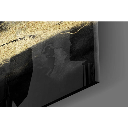 Sleek black-framed glass wall art mirror with distorted reflections