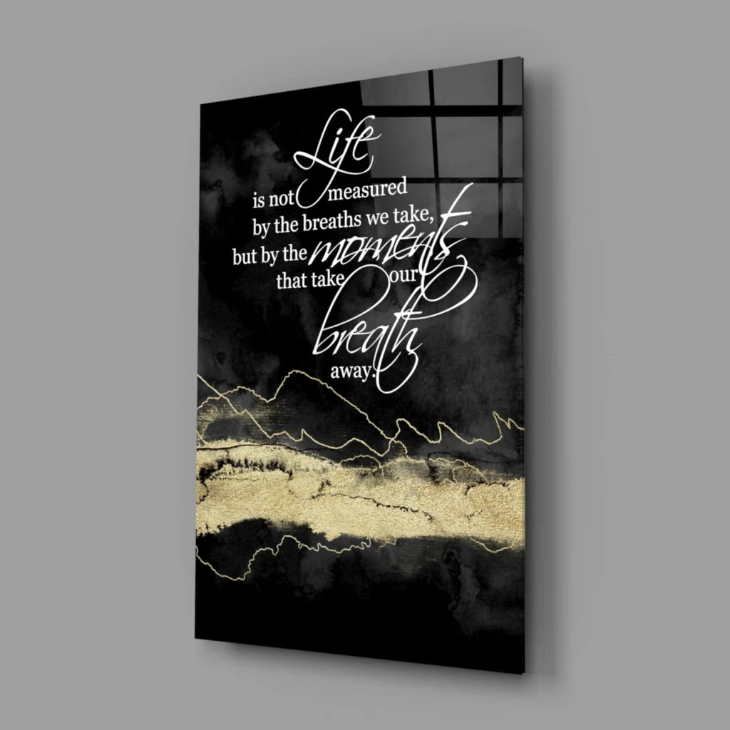 Breathtaking moments black gold wall art canvas with inspirational quote